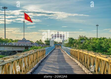 Il famoso sito storico parallelo del 17th durante la guerra del Vietnam, Quang Binh, Vietnam Foto Stock