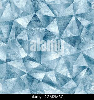 Ripetizione senza giunture a triangoli geometrici astratti. Acquerello indaco blu tessuto a mano. Illustrazione collage acquerello con triangolo geometrico sha Foto Stock