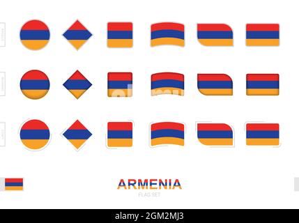 Armeno bandiera set, semplici bandiere di Armenia con tre effetti diversi. Illustrazione vettoriale. Illustrazione Vettoriale