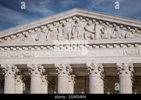 SCOTUS EQUAL Justice DC - Corte Suprema degli Stati Uniti a Washington DC. La più alta corte federale degli Stati Uniti con il suo ar neoclassico Foto Stock