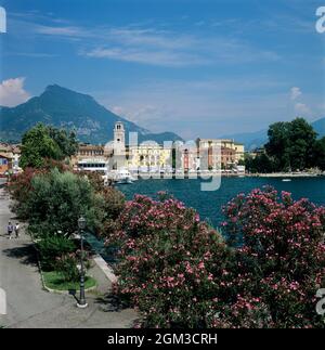 Porto e comune sulla costa settentrionale del Lago di Garda, Riva del Garda, Lago di Garda, Trentino Alto Adige, Italia, Europa Foto Stock