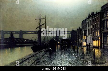 The Quayside, Newcastle upon Tyne di Arthur Edmund Grimshaw (1864-1913), 1895 Foto Stock