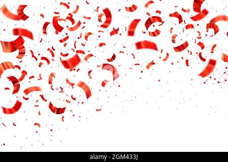 Illustrazione vettoriale defocusò i confetti d'oro rosso isolati su uno sfondo trasparente. Illustrazione Vettoriale