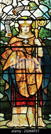 San Niniano, missionario celtico, a sud Picts, in Scozia, vetrate, Da J Powell & Son, 1900, Blakeney, Norfolk, Inghilterra 2 Foto Stock