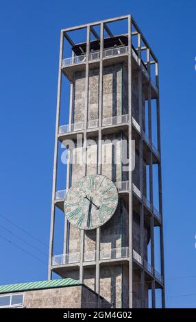 Torre e orologio del municipio storico di Aarhus, Danimarca Foto Stock