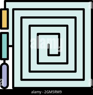 Icona pavimento riscaldato. Contorno pavimento caldo vettore icona colore piatto isolato su bianco Illustrazione Vettoriale