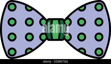 Icona del tirante di prua a pallini grandi. Contorno grande puntino bow tie vettore icona colore piatto isolato su bianco Illustrazione Vettoriale