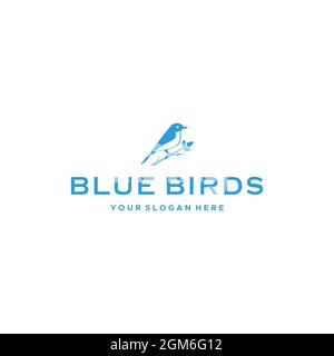 Ramificazioni minimal BLUE BIRD roost con logo Illustrazione Vettoriale