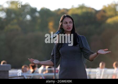 Non esclusiva: KYIV, UCRAINA - 15 SETTEMBRE 2021 - ANS Platform Chair del Consiglio di amministrazione Hanna Hopko partecipa all'apertura dell'Indipendenza è me Foto Stock