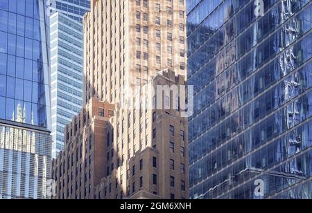 Manhattan antica e moderna architettura, New York City, Stati Uniti d'America. Foto Stock
