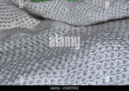 texture in lana grigia con macro shot a fuoco selettivo Foto Stock