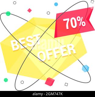 Migliore offerta vendita affare geometrico di stile di bandiera di disegno vettoriale. Illustrazione Vettoriale