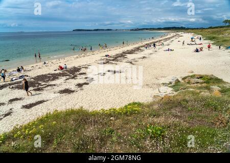 Der Strand von Kerver Plage De Kerver, Saint-Gildas-de-Rhuys, Bretagne, Frankreich | Kervert Beach Plage De Kerver, Saint-Gildas-de-Rhuys, Bretagna, Foto Stock