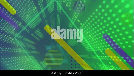 Immagine di forme astratte sullo sfondo luminoso del tunnel al neon Foto Stock