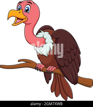 Carino Vulture uccello cartoon illustrazione vettoriale Illustrazione Vettoriale