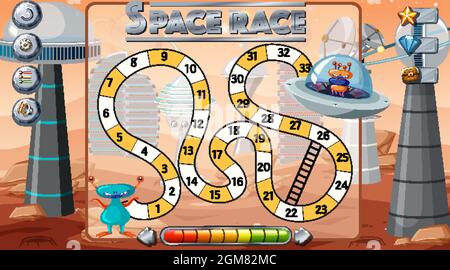 Serpente e scale modello di gioco con spazio tema illustrazione Illustrazione Vettoriale