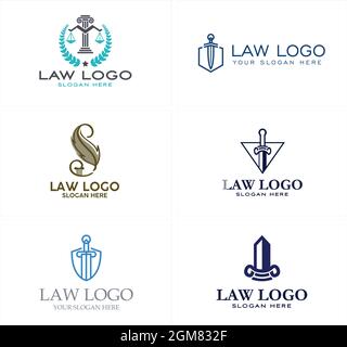 Avvocato legge pilastro icona logo design Illustrazione Vettoriale