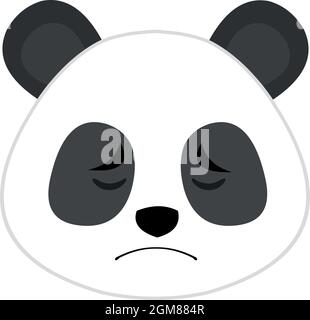 Illustrazione di un'emoticon vettoriale del volto di un panda cartoon con un'espressione triste Illustrazione Vettoriale