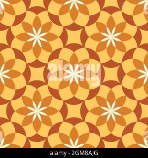 Sfondo vettoriale stilizzato con rose medievali senza cuciture. Sfondo in stile Azulejo con motivi storici in giallo e ocra. Duotone terra Illustrazione Vettoriale