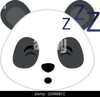 Emoticon vettoriale illustrazione del volto di un orso panda cartoon che dorme Illustrazione Vettoriale