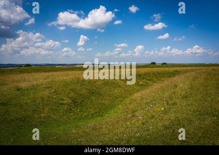 Figsbury Ring Iron Age Hill Fort vicino a Salisbury, Wiltshire, Regno Unito Foto Stock