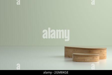 Podio di prodotto in legno o palco in camera vuota con illuminazione soffusa Foto Stock