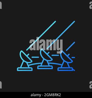 Icona del vettore gradiente del sistema satellite terrestre per il tema scuro Illustrazione Vettoriale