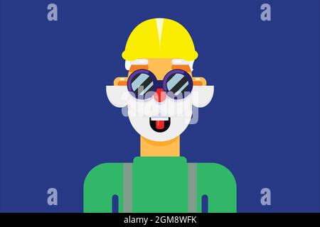 Illustrazione vettoriale del profilo del lavoratore edile Illustrazione Vettoriale