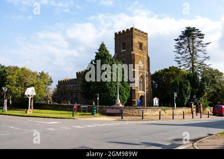 San Giacomo la Grande Chiesa. Silsoe villaggio, Bedfordshire, Inghilterra. Foto Stock