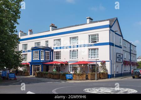 Il Royal Seven Stars 17 ° secolo coaching inn che è ora un hotel e ristorante a Totnes, Sud Foto Stock