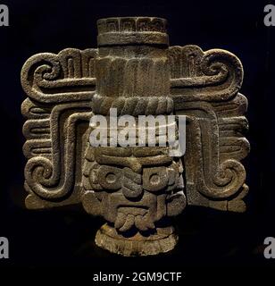 Capo di Tlaloc Rain God inizio 16 ° secolo Museo Nacional de Antropologia Città del Messico Aztec ( gli Aztechi, la cultura mesoamericana, Messico centrale dal 1300 al 1521 (14 °-16 ° secolo), Impero azteco, Tenochtitlan, città-stato della Mexica , Tenochca, Texcoco, Tlacopan, ) Foto Stock