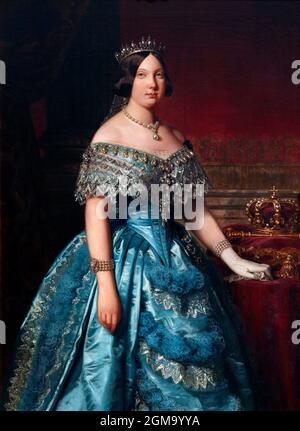 Isabella II di Spagna di Federico de Madrazo y Kuntz (1815-1894), olio su tela, 1849 Foto Stock