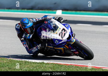 Christophe Ponsson di Gil Motor Sport ? Yamaha con Yamaha YZF R1 durante la gara mondiale Hyundai N Catalunya WorldSBK del campionato mondiale FIM Superbike al Circuit de Catalunya di Barcellona, Spagna. Foto Stock