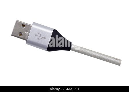 Cavo USB isolato su sfondo bianco con Clipping Path Foto Stock