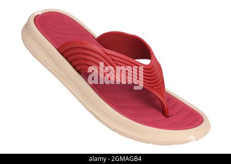 slipper rosso isolato su sfondo bianco, comoda slipper Foto Stock