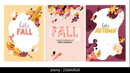 Ciao autunno carta set. Illustrazione Vettoriale