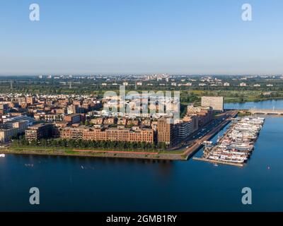 Vista aerea del quartiere residenziale di IJburg ad Amsterdam Foto Stock