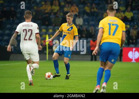 Broendby, Danimarca. 16 settembre 2021. Sigurd Rosted (4) di Broendby SE visto durante la partita della UEFA Europa League tra Broendby IF e Sparta Prague allo stadio Broendby di Broendby a Broendby. (Photo credit: Gonzales Photo - Gaston Szerman). Foto Stock