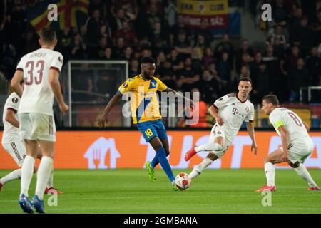 Broendby, Danimarca. 16 settembre 2021. Kevin Tshiembe (18) di Broendby SE visto durante la partita della UEFA Europa League tra Broendby IF e Sparta Praga allo stadio Broendby di Broendby a Broendby. (Photo credit: Gonzales Photo - Gaston Szerman). Foto Stock