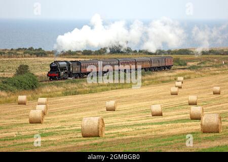 Sheringham, Regno Unito. 16 settembre 2021. Il treno a vapore Royal Norfolk Regiment 90775 arriva a Holt sulla North Norfolk Railway, vicino a Sheringham, Norfolk, Regno Unito, il 16 settembre, 2021, prima del fine settimana degli anni '40. Credit: Paul Marriott/Alamy Live News Foto Stock