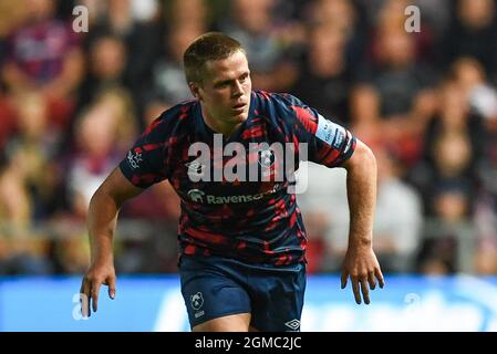 Bristol, Regno Unito. 17 settembre 2021. DaN Thomas di Bristol Bears, durante la partita a Bristol, Regno Unito, il 17/2021. (Foto di Mike Jones/News Images/Sipa USA) Credit: Sipa USA/Alamy Live News Foto Stock