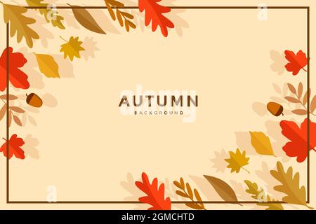 flat autumn lascia disegno sfondo vettore Illustrazione Vettoriale