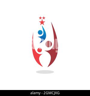 astratto vincitore persone campione star logo icona flat concetto vettoriale grafica Illustrazione Vettoriale