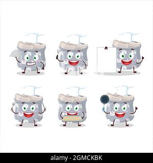 Personaggio cartoon di ciotola d'aglio con varie emoticon chef. Illustrazione vettoriale Illustrazione Vettoriale