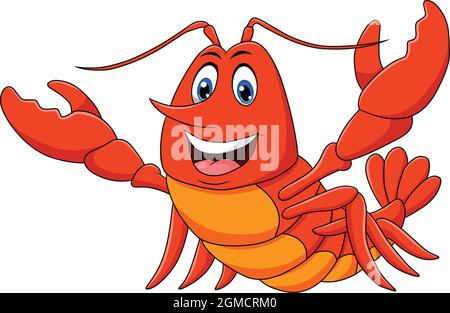 Carino Lobster cartoon illustrazione vettoriale Illustrazione Vettoriale