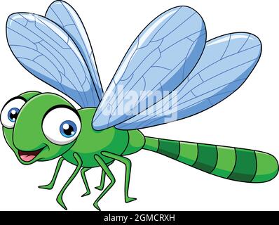 Carino Dragonfly cartoon illustrazione vettoriale Illustrazione Vettoriale