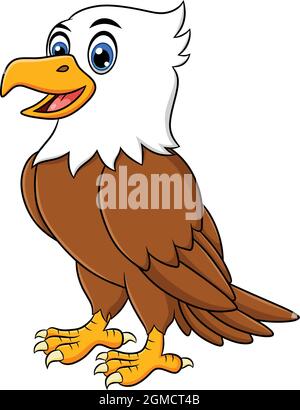 Carino Bald Eagle cartoon illustrazione vettoriale Illustrazione Vettoriale