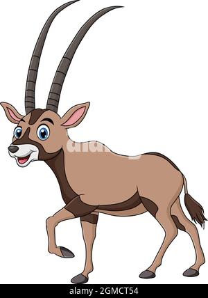 Carino Oryx animal cartoon illustrazione vettoriale Illustrazione Vettoriale