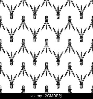 Motivo dello strumento Surveyor trama dello sfondo uniforme ripetizione sfondo vettore geometrico Illustrazione Vettoriale