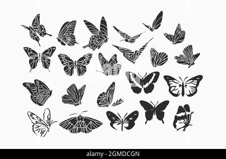 Disegno a mano vettore astratto stock flat grafica illustrazioni collezione set bundle con elementi logo, bohémien linea magica silhouette arte di mistico Illustrazione Vettoriale